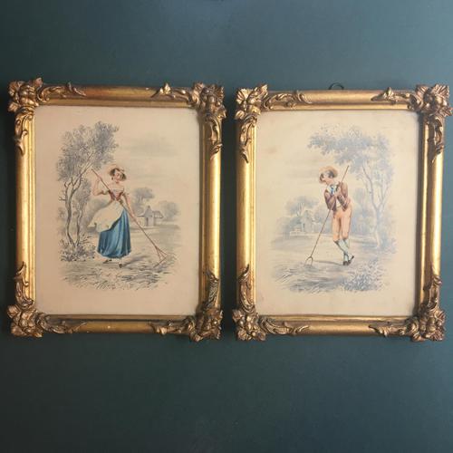 Charming Pair of Watercolour Paintings Portraying the Idyll of Country Life (1 of 10) Charming Pair of Watercolour Paintings Portraying the Idyll of Country Life (1 of 10)