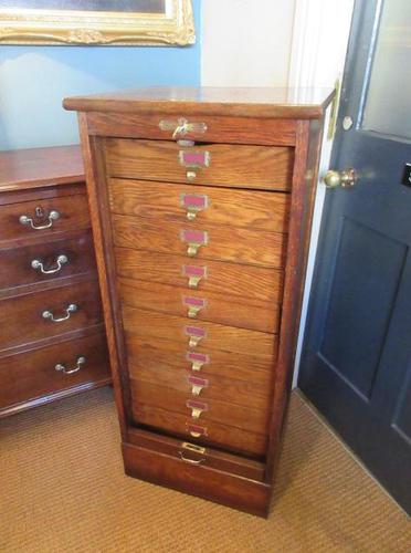 Edwardian Oak Tambour Front Filing Cabinet (1 of 8)