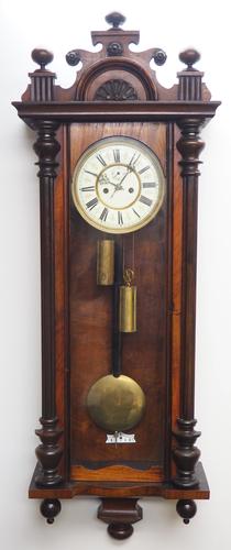 Great Antique German Twin Walnut 8-Day Mantel Clock Vienna Striking Wall Clock (1 of 11)