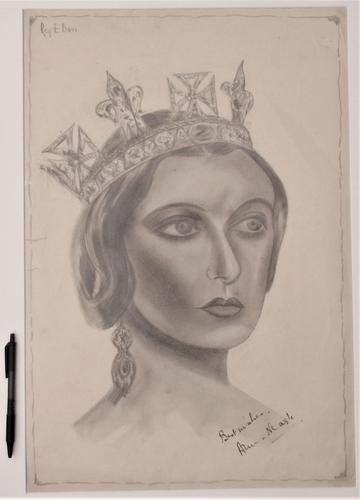 Large original autographed drawing, Anna Neagle as Queen Victoria, 1937 (1 of 5) Large original autographed drawing, Anna Neagle as Queen Victoria, 1937 (1 of 5)