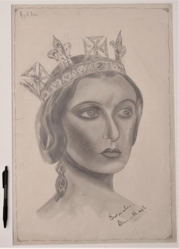 Large original autographed drawing, Anna Neagle as Queen Victoria, 1937 (1 of 5)