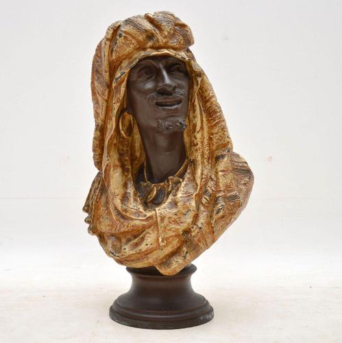 Antique Bronzed Spelter Bust of a Moorish Man (1 of 10)