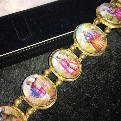 Antique Bracelet with Limoges Porcelain Panels (1 of 6)