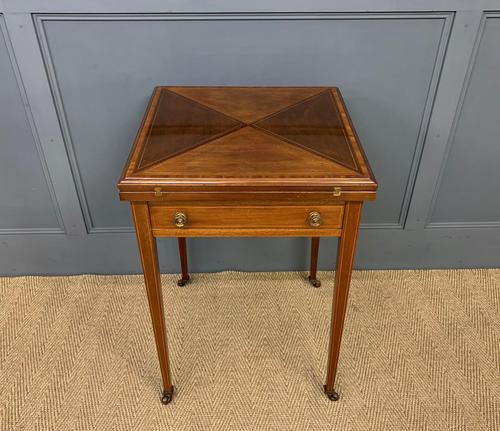 Edwardian Inlaid Mahogany Envelope Card Table (1 of 14)