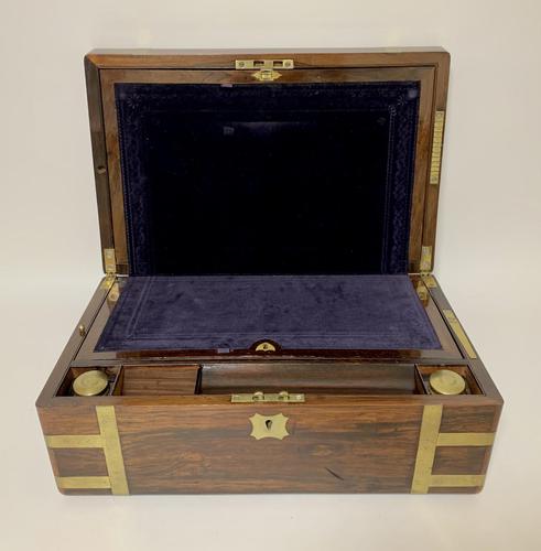 Superb Antique Victorian Rosewood Brass Bound Writing Slope Box (1 of 15)