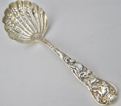 Rare Victorian Silver Bacchanalian Pattern Sifter Ladle H.J. Lias & Son London 1873 (1 of 6) Rare Victorian Silver Bacchanalian Pattern Sifter Ladle H.J. Lias & Son London 1873 (1 of 6)