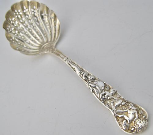 Rare Victorian Silver Bacchanalian Pattern Sifter Ladle H.J. Lias & Son London 1873 (1 of 6)