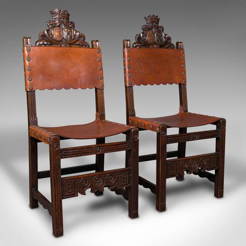 Pair of Antique Hall Seats, Scottish, Side Chair, Jacobean Revival, Edwardian (1 of 12)