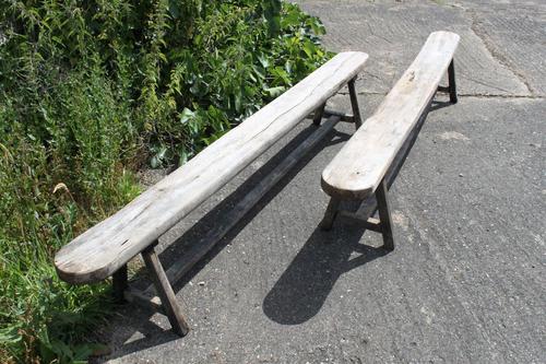 Pair of Large 8ft Antique Elm 'Fruit Pickers' Benches 19th Century (1 of 6)