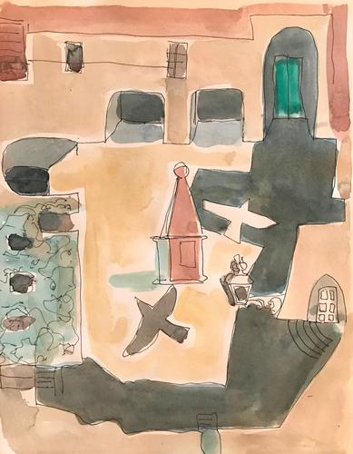 Original Watercolour 'A Tuscan Courtyard' by Toby Horne Shepherd 1909-1993. Signed c.1965 (1 of 1) Original Watercolour 'A Tuscan Courtyard' by Toby Horne Shepherd 1909-1993. Signed c.1965 (1 of 1)