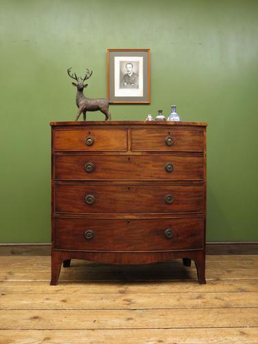 Antique 19th century Mahogany Bow Chest of Drawers, Country House Chest (1 of 18)