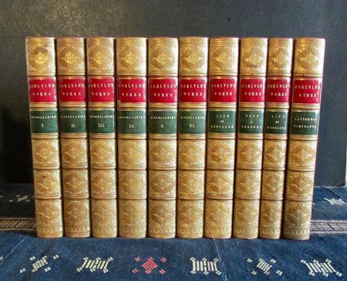 1869  Works of Thomas Carlyle,  10  Volumes Bound in  Fine Full Tree Calf Leather (1 of 5)