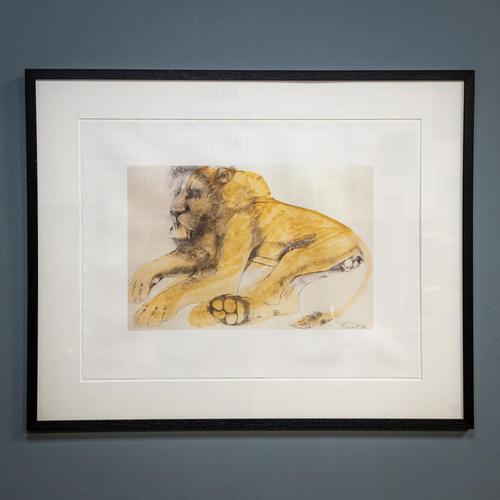 Lithograph of Recumbent Lion (1 of 6)