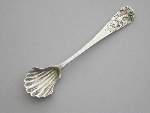 Victorian Cast Silver Phoenix & Rose Salt Shovel by H J Lias & J Wakely, London, 1880 (1 of 10)