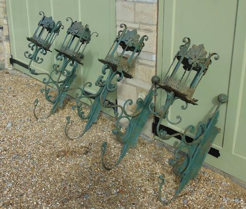 Antique Spanish Style Wrought Iron Wall Scones Set of Four (1 of 8) Antique Spanish Style Wrought Iron Wall Scones Set of Four (1 of 8)