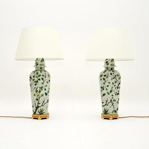 Pair of Antique Oriental Style Ceramic Table Lamps (1 of 10)