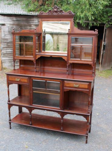 1930s Mahogany Arts & Craft Style Sideboard + Bevell Glass at the Top + Key (1 of 4)