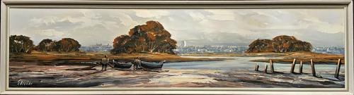 Edward Elliot (1850-1916) Superb Vintage Fishing Estuary Landscape Oil Painting (1 of 12) Edward Elliot (1850-1916) Superb Vintage Fishing Estuary Landscape Oil Painting (1 of 12)