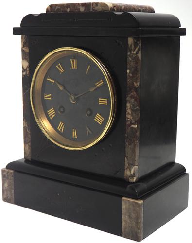 Antique French Slate & Marble Mantel Clock striking 8 day Mantle Clock (1 of 8)