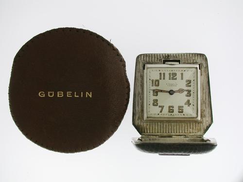 Antique Gubelin Silver 0.935 Eterna Travelling Clock in Original Pouch Swiss 1920 (1 of 10) Antique Gubelin Silver 0.935 Eterna Travelling Clock in Original Pouch Swiss 1920 (1 of 10)