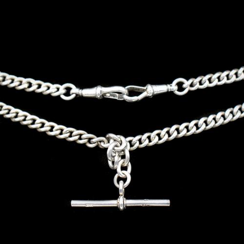 Birmingham 1922 Sterling Silver Double Albert Watch Chain Necklace (1 of 10) Birmingham 1922 Sterling Silver Double Albert Watch Chain Necklace (1 of 10)
