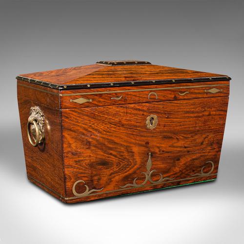 Antique Sarcophagus Tea Caddy, Anglo Indian, Colonial, Campaign, Victorian, 1850 (1 of 12)