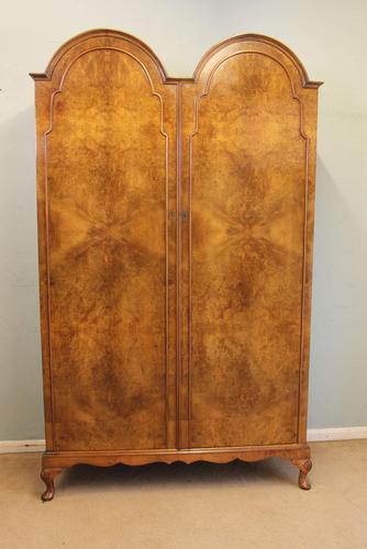 Burr Walnut Dome Top Double Hanging Wardrobe (1 of 9)