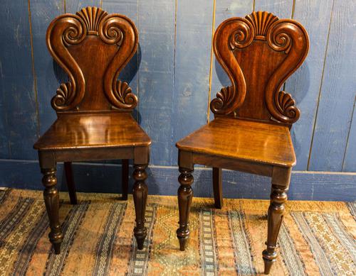 Pair of 19th Century Regency Style Hall Chairs (1 of 10) Pair of 19th Century Regency Style Hall Chairs (1 of 10)