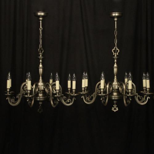 French Pair of Silver Plated 8 Light Chandeliers (1 of 10) French Pair of Silver Plated 8 Light Chandeliers (1 of 10)
