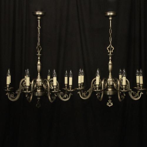 French Pair of Silver Plated 8 Light Chandeliers (1 of 10)