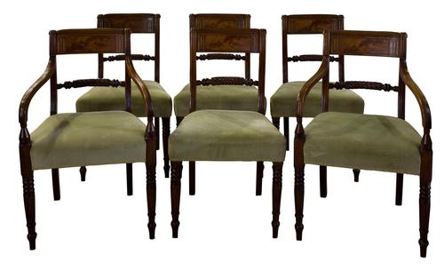 Set of 6 Regency Mahogany Chairs Including 2 Carvers (1 of 13) Set of 6 Regency Mahogany Chairs Including 2 Carvers (1 of 13)