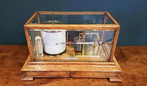 Antique Polished Oak Armstrong of Manchester Barograph (1 of 6)