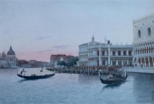 Eugenio Benvenuti Watercolour ‘ Venice at Dusk’ (1 of 2)