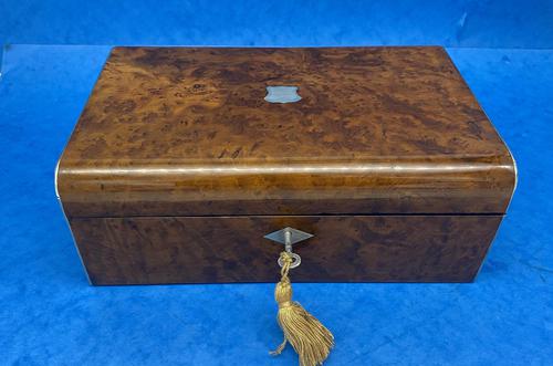 Victorian Nickel / Silver Bound Burr Cedar Box (1 of 11)