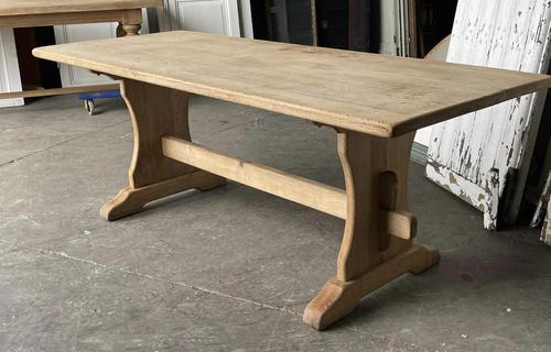 French Bleached Oak Trestle End Farmhouse Dining Table (1 of 19)