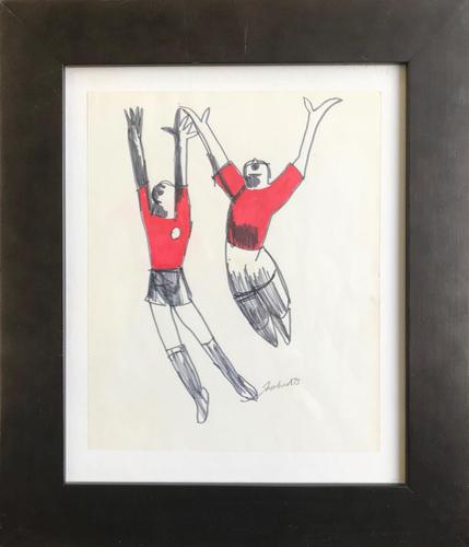 Original Marker Pen Drawing 'Goal!' by Toby Horne Shepherd - Signed & Dated 75 - Provenance; Helen Shepherd (1 of 2) Original Marker Pen Drawing 'Goal!' by Toby Horne Shepherd - Signed & Dated 75 - Provenance; Helen Shepherd (1 of 2)