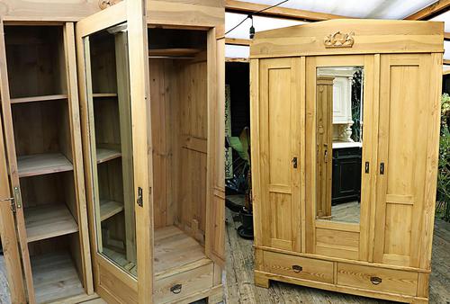 Fabulous & Large Old Pine Triple 'Knock Down' Wardrobe - We Deliver! (1 of 12)