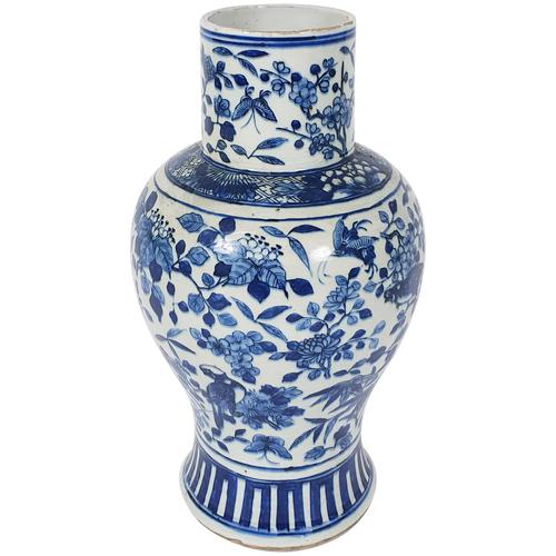 Mid 19th Century Chinese Blue & White Pottery Vase (1 of 9)