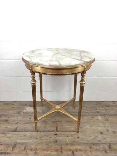 Gold Gilt Table with Circular Onyx Top (1 of 11)