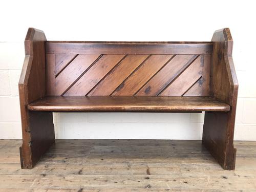 Antique Pitch Pine Church Pew with Enamel Number 27 (1 of 13) Antique Pitch Pine Church Pew with Enamel Number 27 (1 of 13)