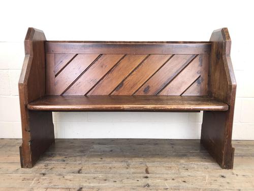 Antique Pitch Pine Church Pew with Enamel Number 27 (1 of 13)