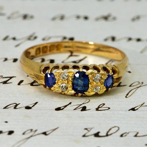 The Antique Edwardian 1908 Sapphire & Diamond Ring (1 of 3)