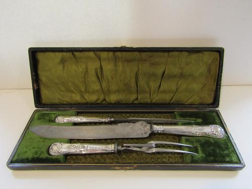 Barnett Henry Adams Silver 3 Piece Carving Set in Original Box (1 of 9) Barnett Henry Adams Silver 3 Piece Carving Set in Original Box (1 of 9)