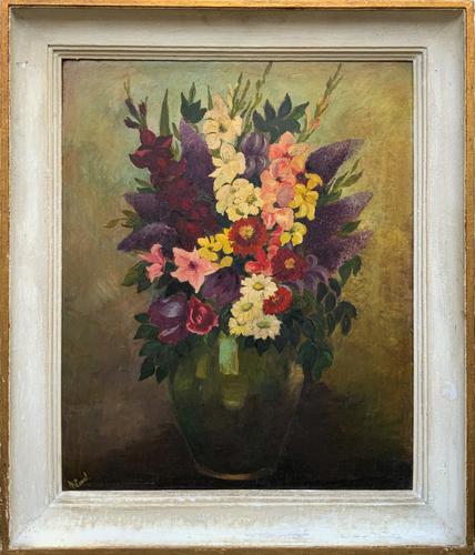 Large 19th Century French Farmhouse Impressionist Still Life Floral Oil Painting Signed (1 of 12) Large 19th Century French Farmhouse Impressionist Still Life Floral Oil Painting Signed (1 of 12)