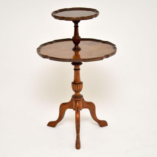 Antique Figured Walnut Two Tier Table (1 of 6)