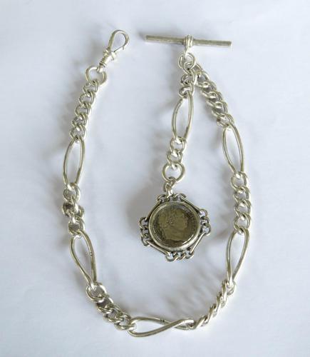 Antique Silver Watch Chain & George III Coin (1 of 4)