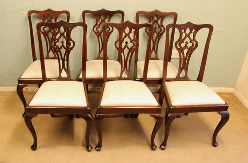 Antique Set of Six Mahogany Chippendale Style Dining Chairs (1 of 8)