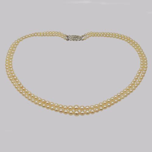 Vintage Natural Pearl Necklace with Sterling Silver Art Deco Clasp Double Strand 18" (1 of 8) Vintage Natural Pearl Necklace with Sterling Silver Art Deco Clasp Double Strand 18" (1 of 8)