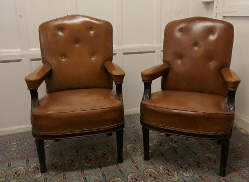 Pair of French Arts & Crafts Salon or Library Leather Chairs (1 of 8) Pair of French Arts & Crafts Salon or Library Leather Chairs (1 of 8)