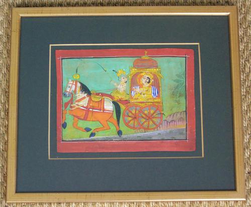 Charming 18th Century Indian Watercolour Prince in Carriage (1 of 5)